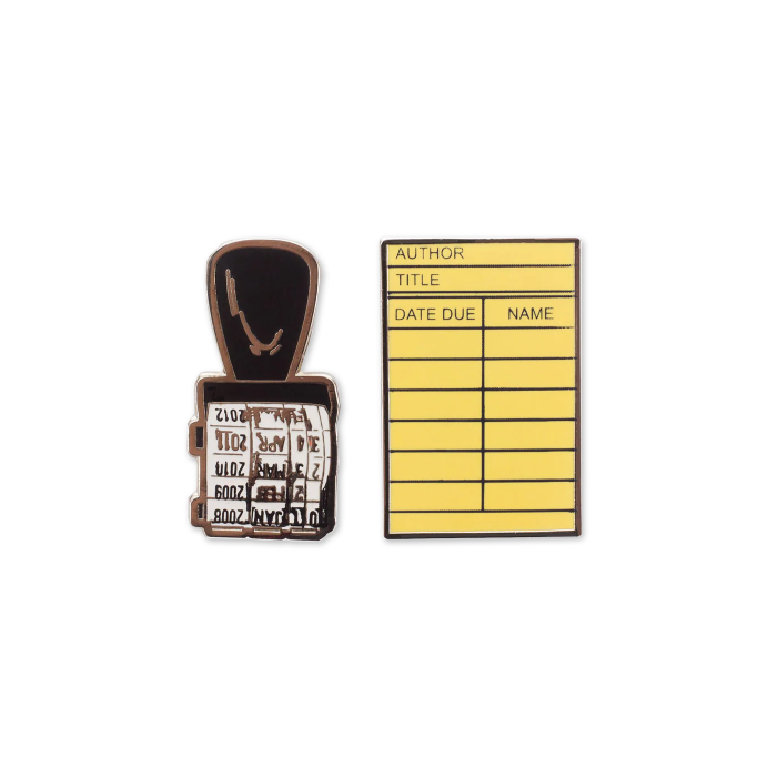 Library Card and Stamp Enamel Pin Set